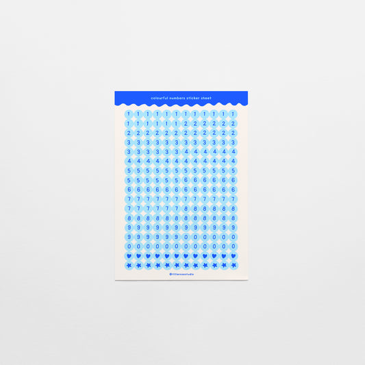 Blue Number Bead Sticker Sheet