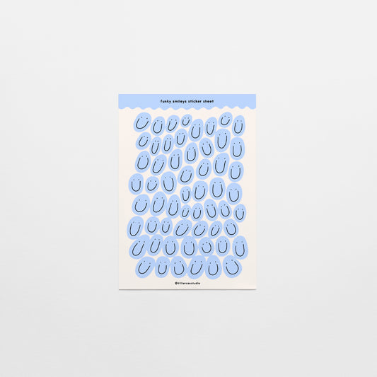 Blue Groovy Smiles Sticker Sheet