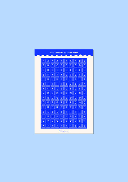 Blue Label Stamp Letter Sticker Sheet