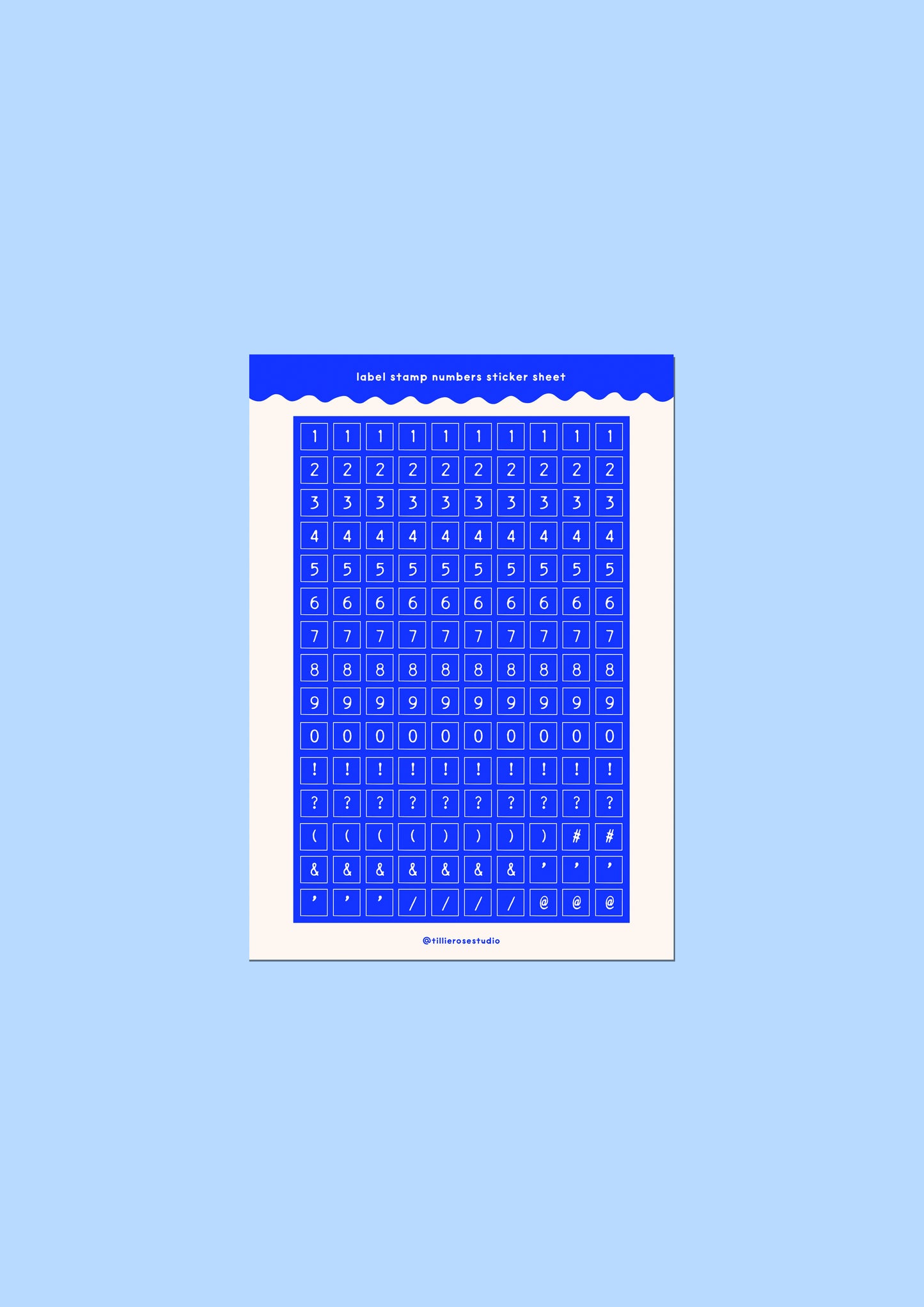 Blue Label Stamp Number & Punctuation Sticker Sheet