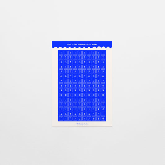 Blue Label Stamp Number & Punctuation Sticker Sheet