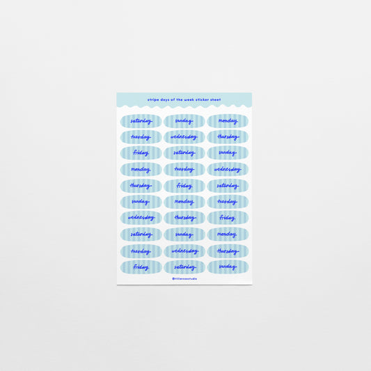 Blue Stripe Days of the Week Sticker Sheet