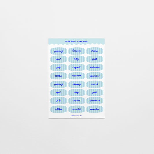 Blue Stripe Months Sticker Sheet