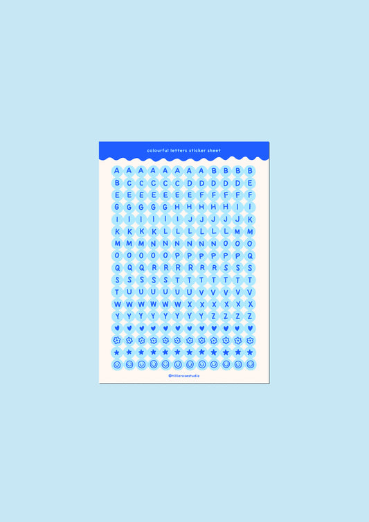 Blue Letter Bead Sticker Sheet