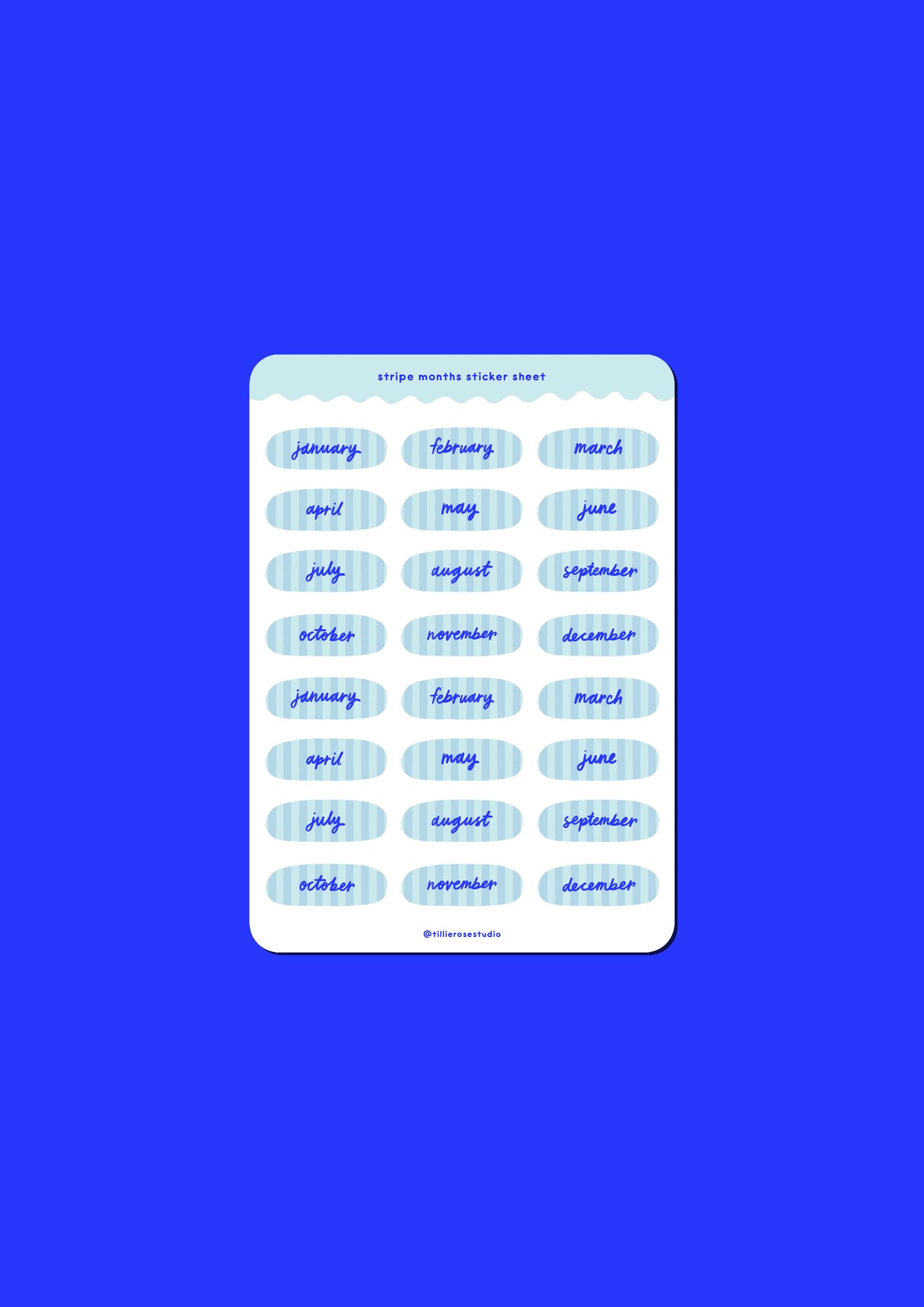 Blue Stripe Months Sticker Sheet