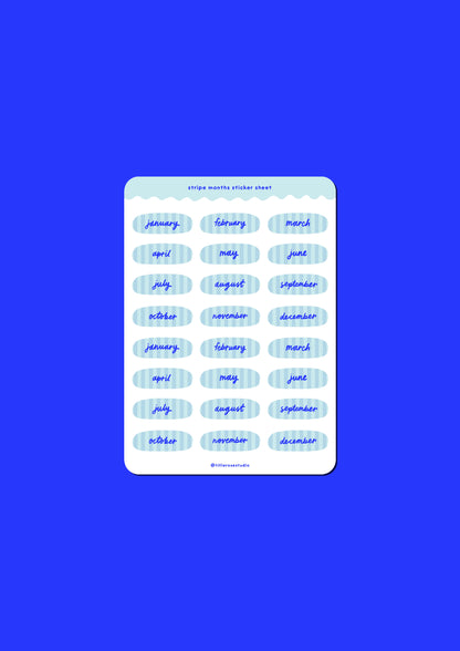 Blue Stripe Months Sticker Sheet