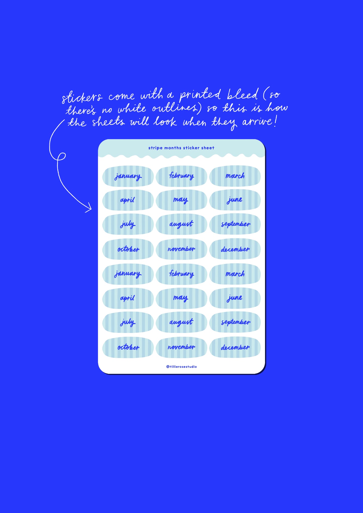 Blue Stripe Months Sticker Sheet