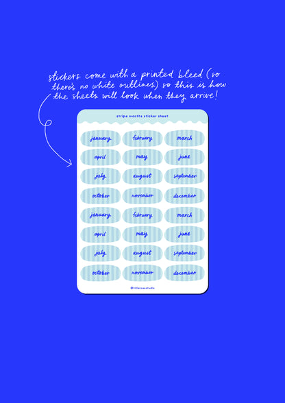 Blue Stripe Months Sticker Sheet