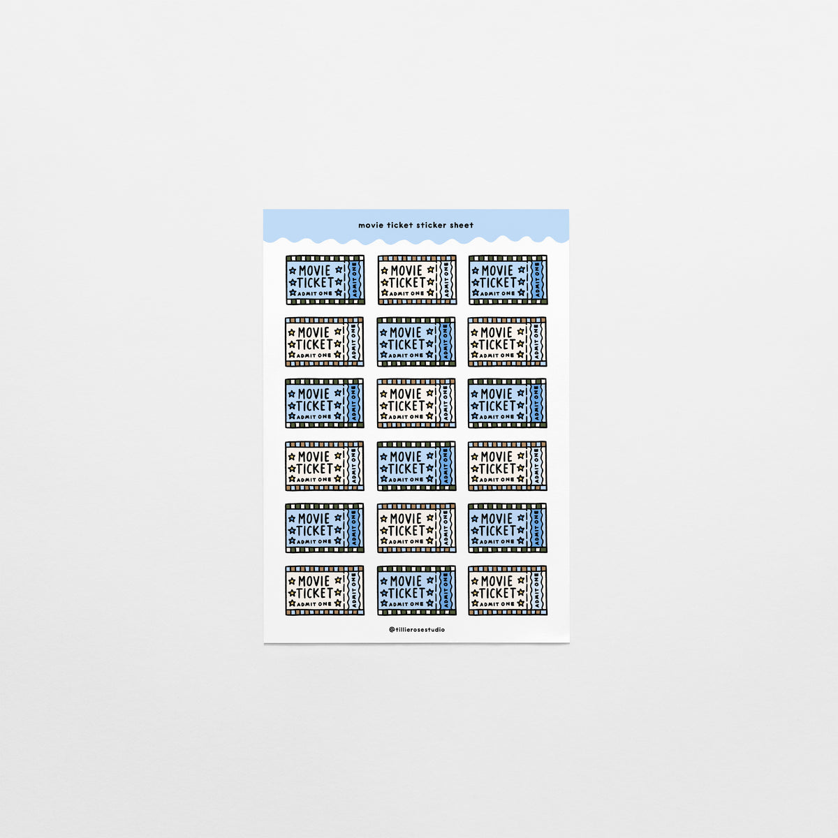 Movie Ticket Sticker Sheets