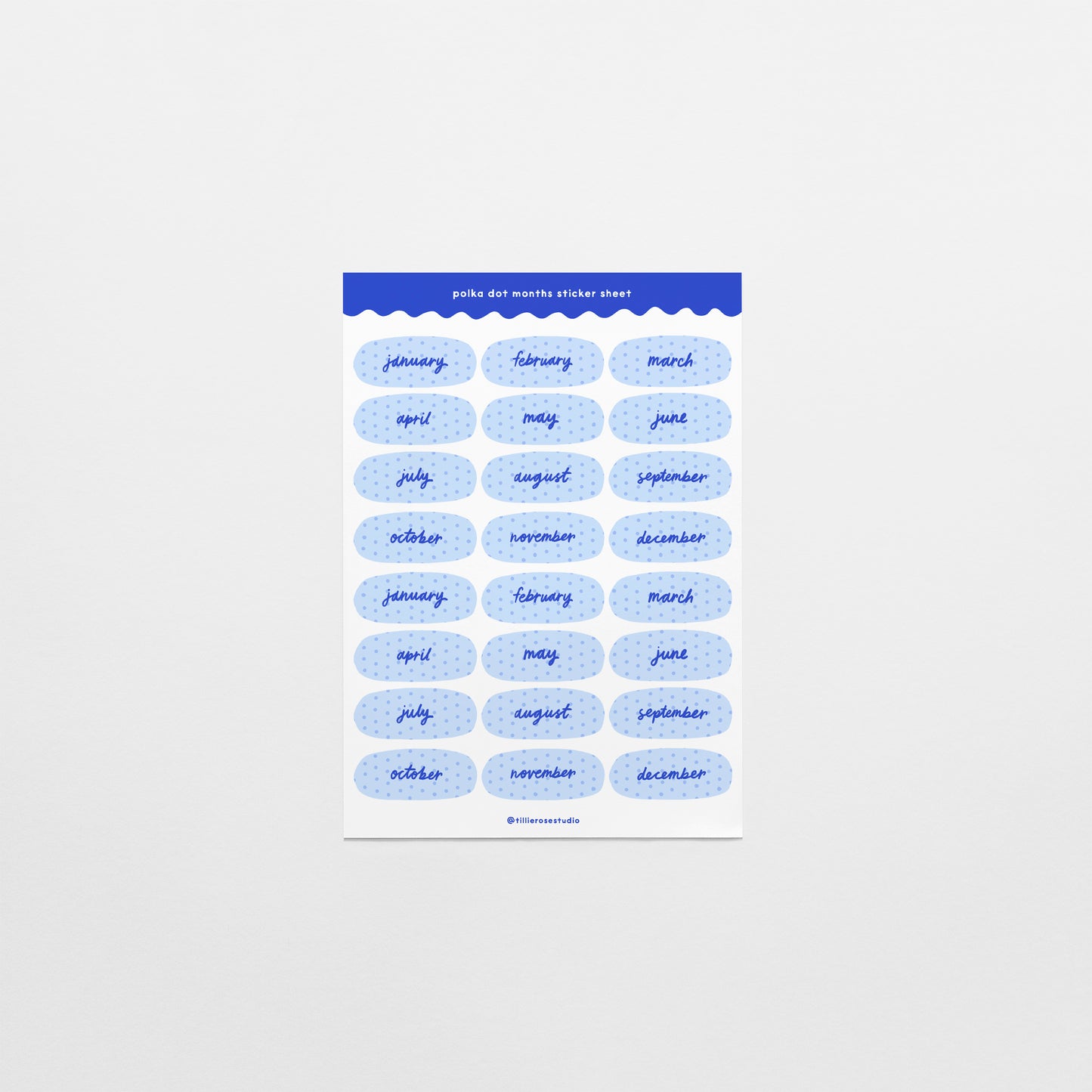 Blue Polka Dot Months Sticker Sheet