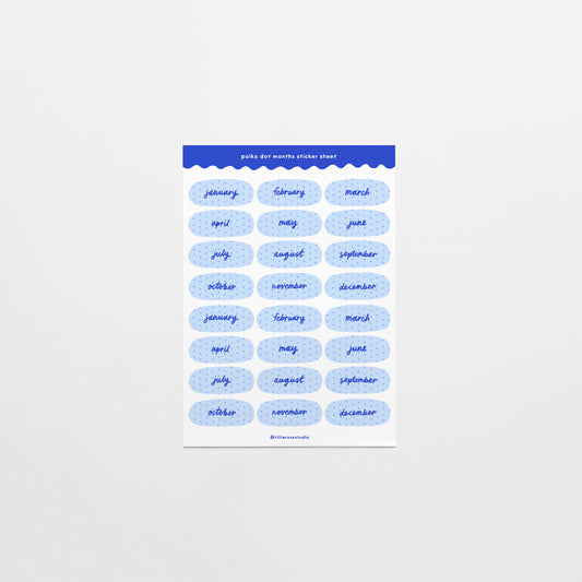 Blue Polka Dot Months Sticker Sheet