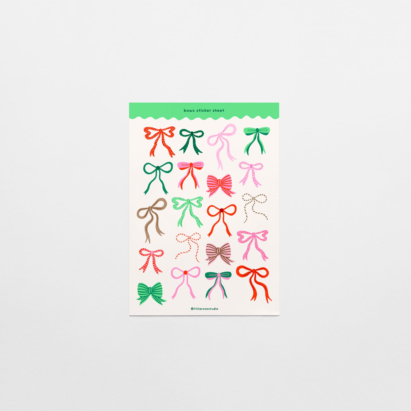 Christmas Bows Clear Vinyl Sticker Sheet