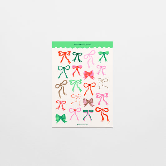 Christmas Bows Clear Vinyl Sticker Sheet