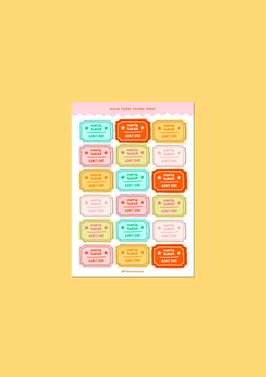Bright Movie Ticket Sticker Sheet