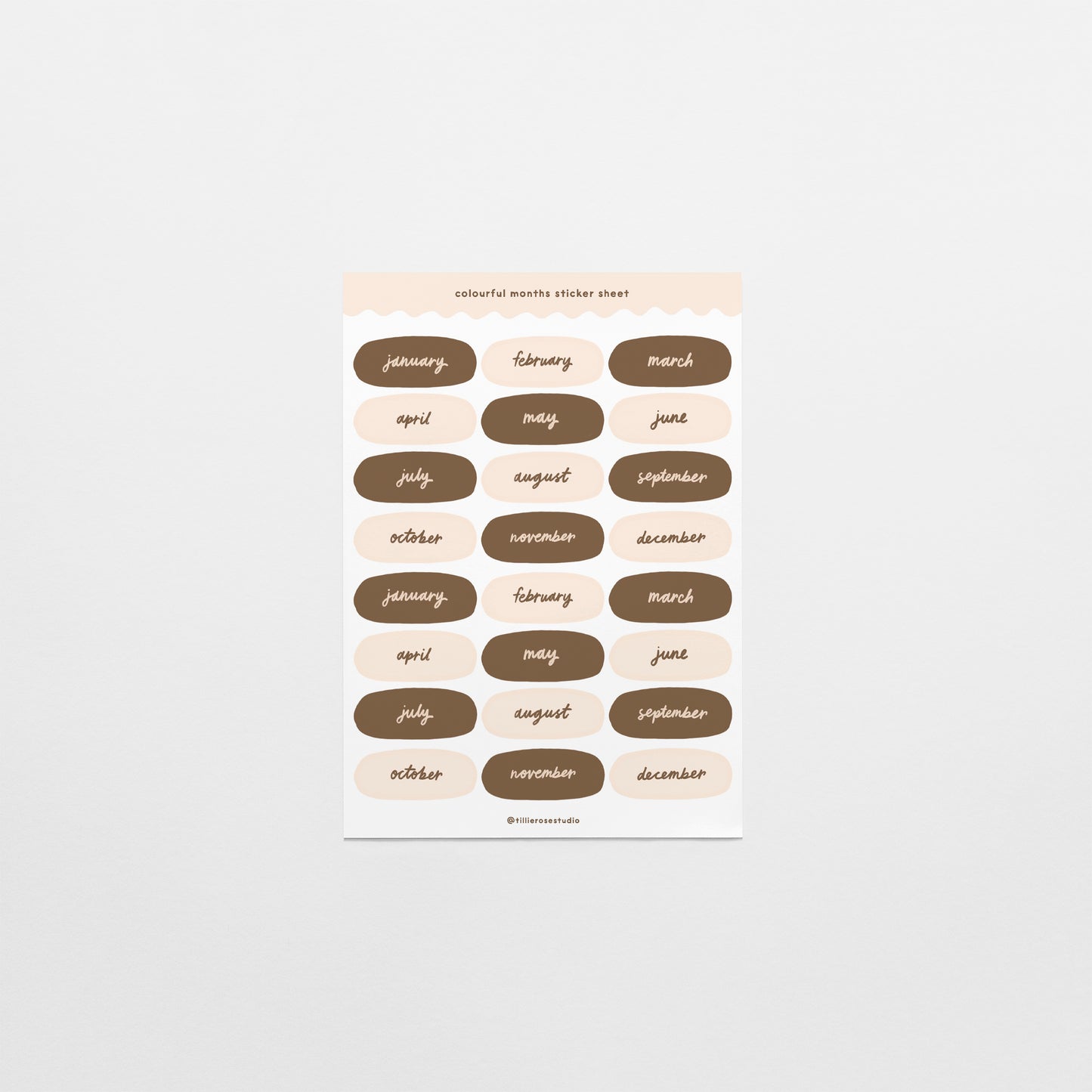 Brown and Beige Months Sticker Sheet