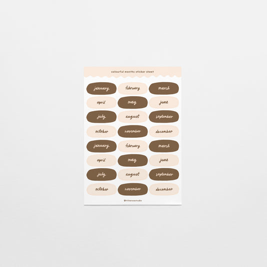 Brown and Beige Months Sticker Sheet