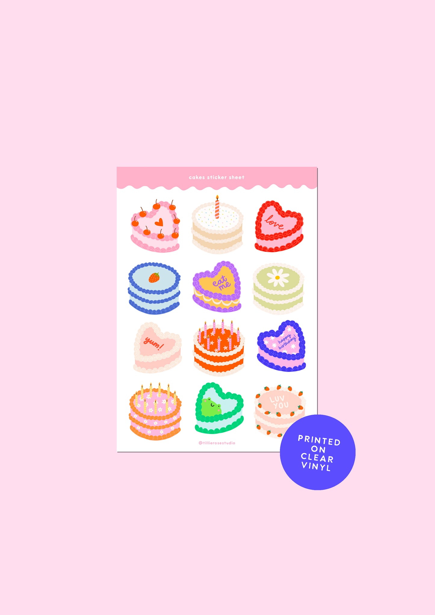 Cakes Clear Vinyl Sticker Sheet