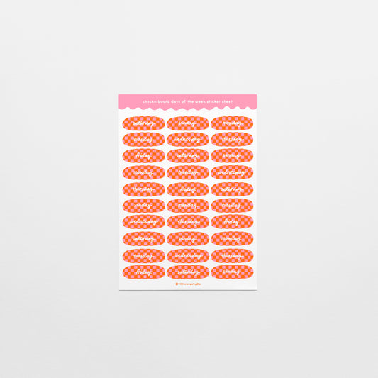 Checkerboard Days of the Week Sticker Sheet