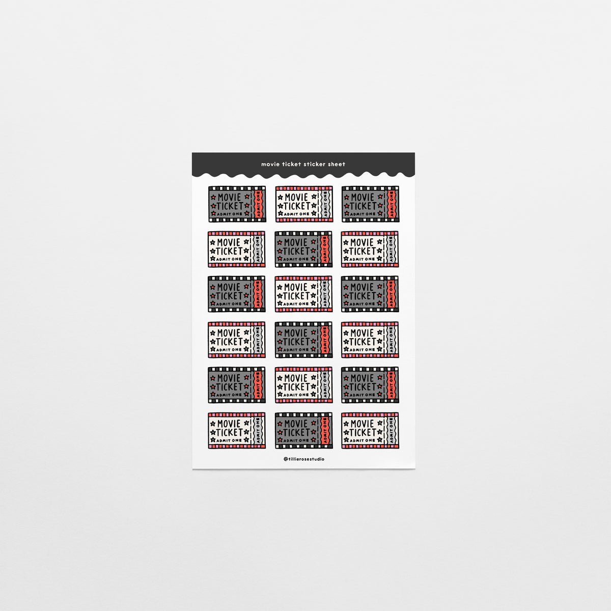 Movie Ticket Sticker Sheets