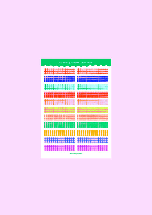 Colourful Grid Washi Sticker Sheet