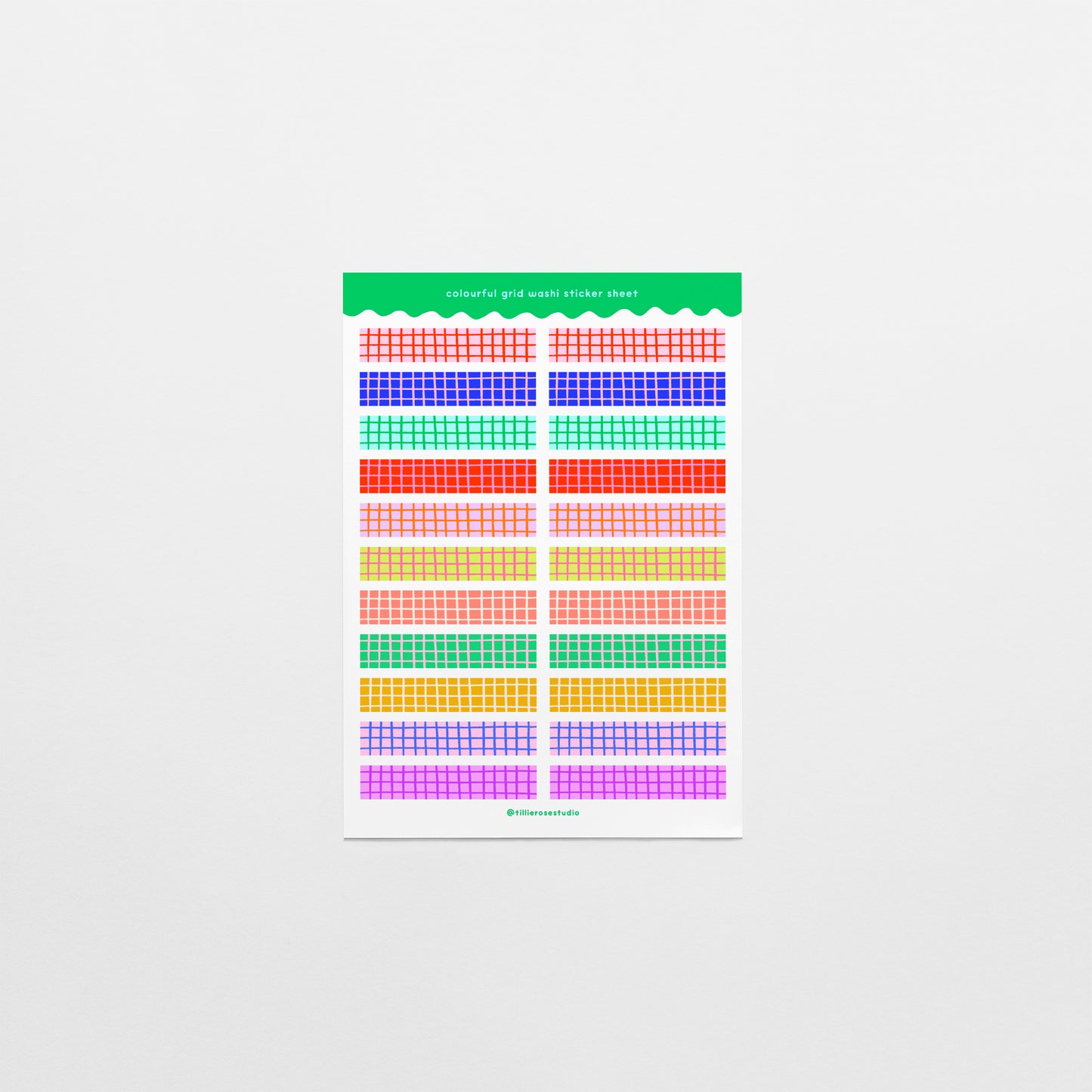 Colourful Grid Washi Sticker Sheet