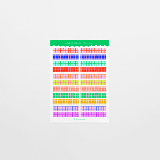 Colourful Grid Washi Sticker Sheet