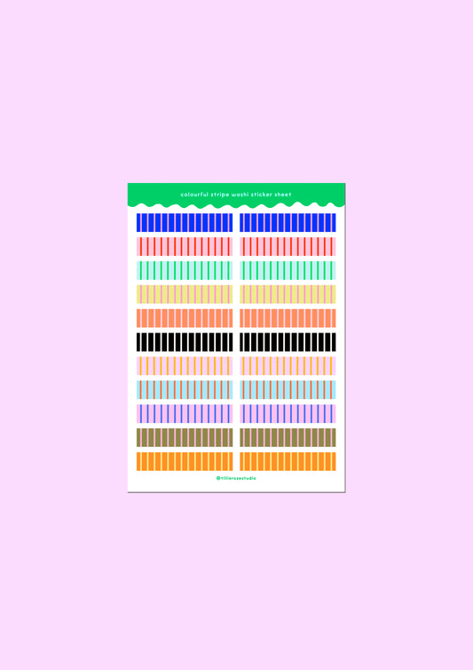 Colourful Stripe Washi Sticker Sheet