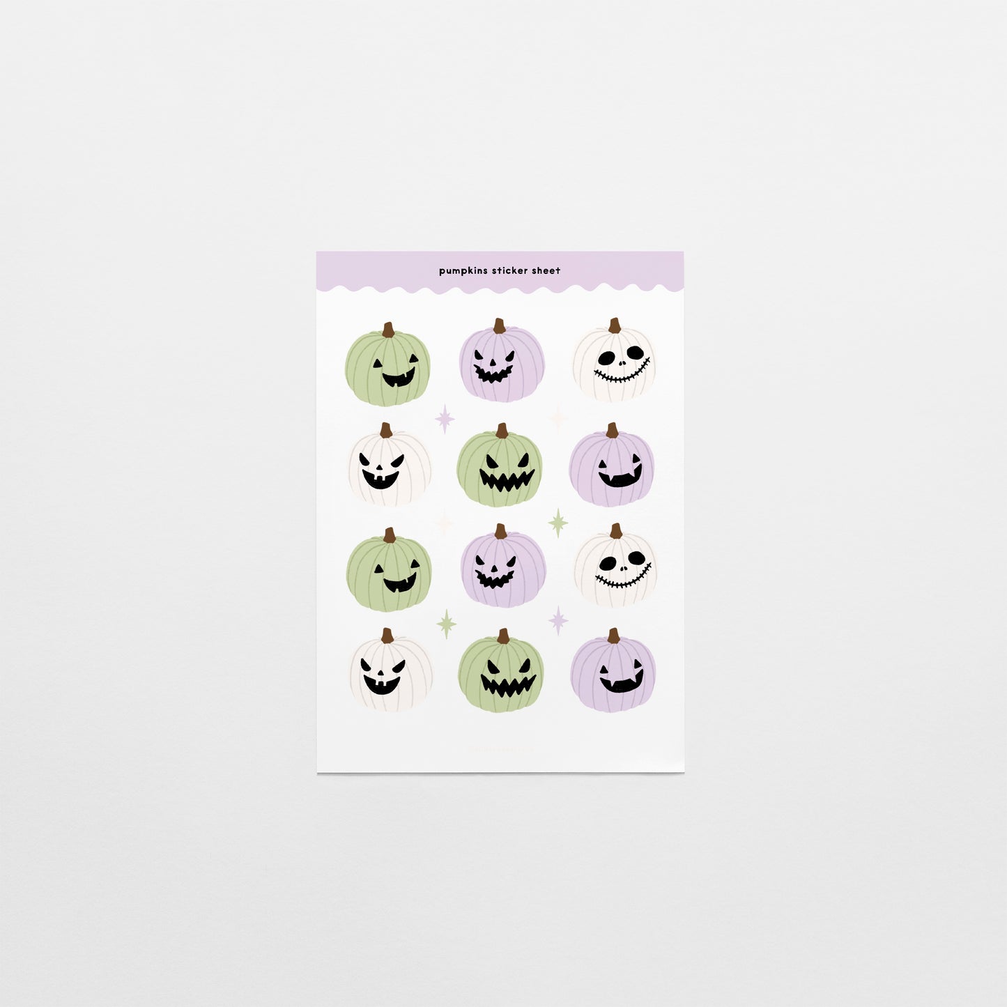 Purple and Green Pumpkins Clear Vinyl Sticker Sheet