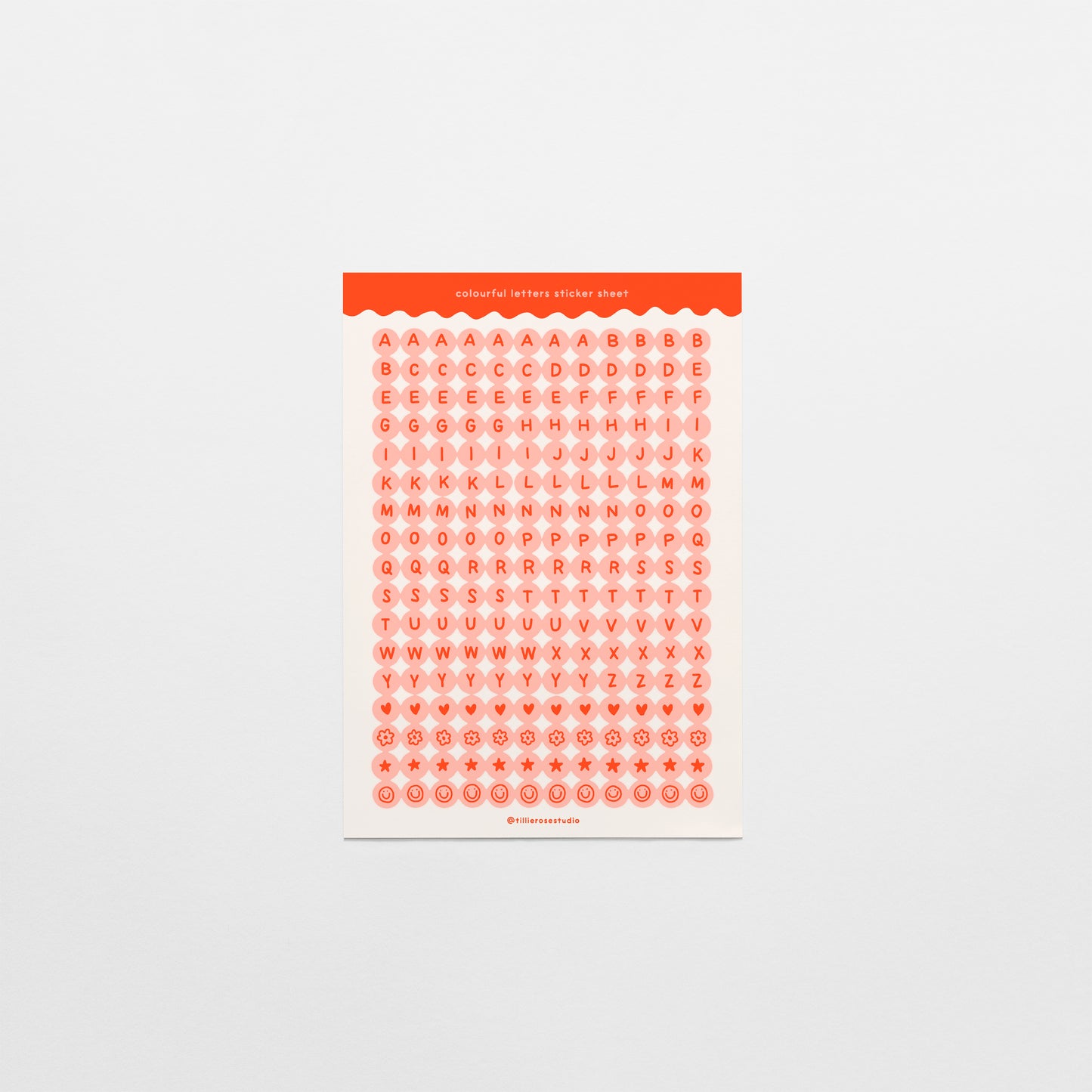 Coral Letter Bead Sticker Sheet