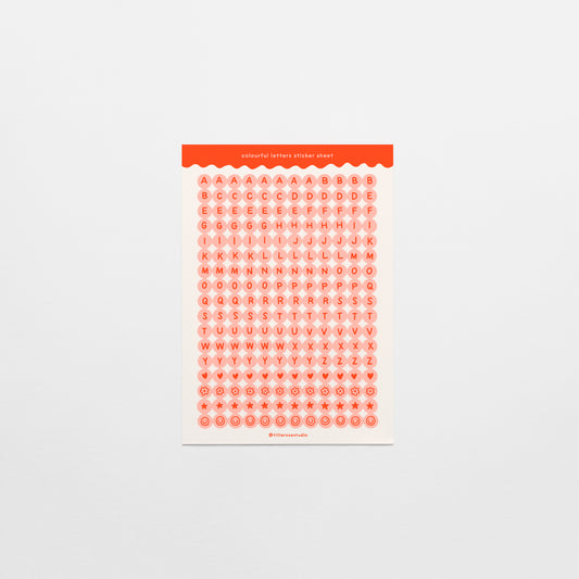 Coral Letter Bead Sticker Sheet