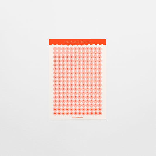 Coral Number Bead Sticker Sheet