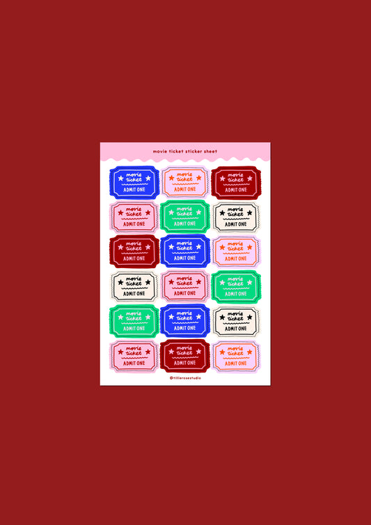 Dark Movie Ticket Sticker Sheet