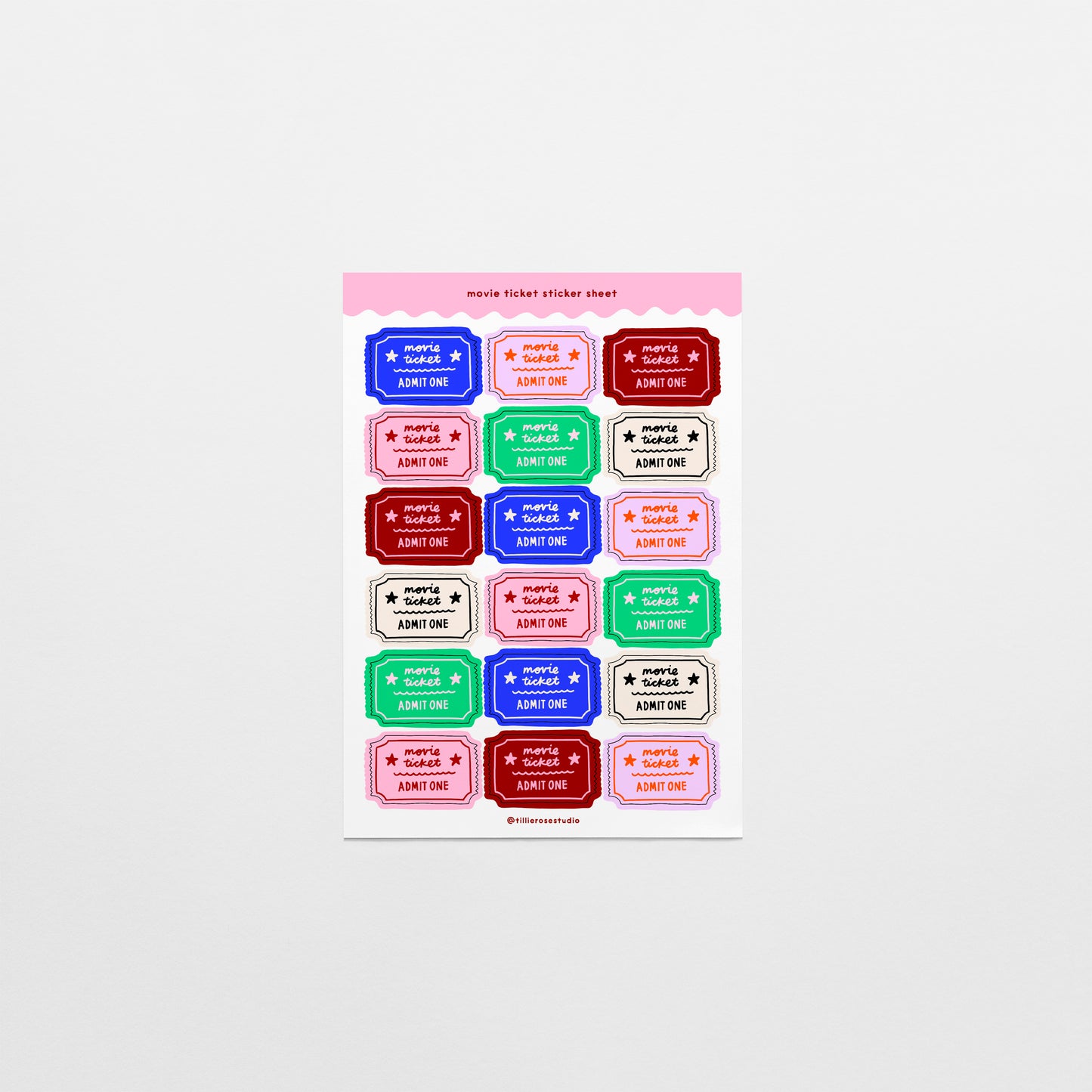 Dark Movie Ticket Sticker Sheet