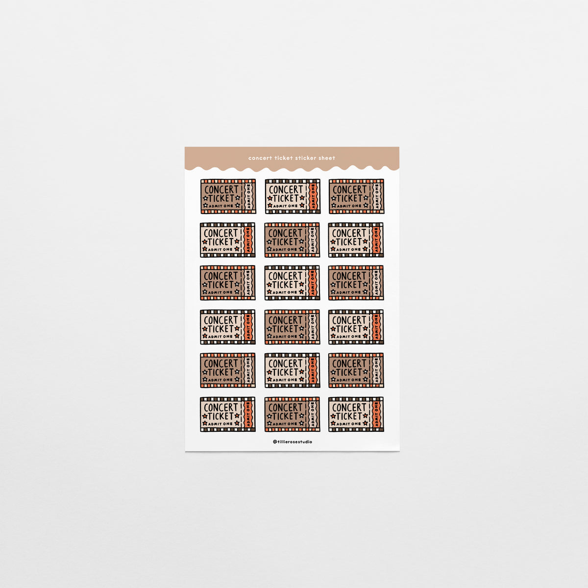 Concert Ticket Sticker Sheets