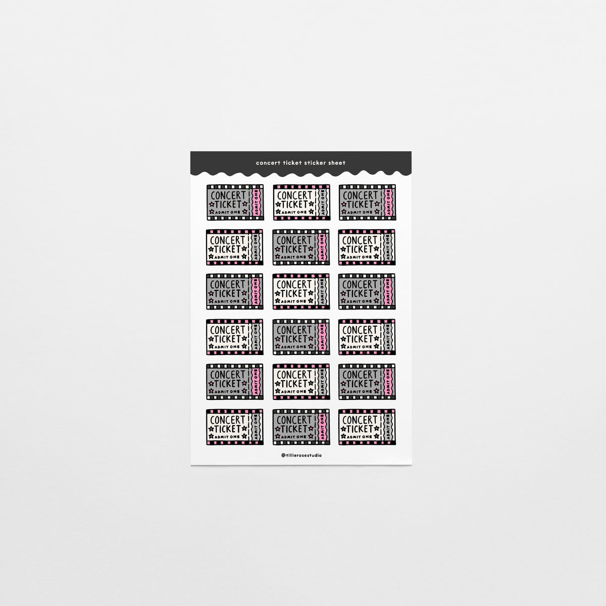 Concert Ticket Sticker Sheets