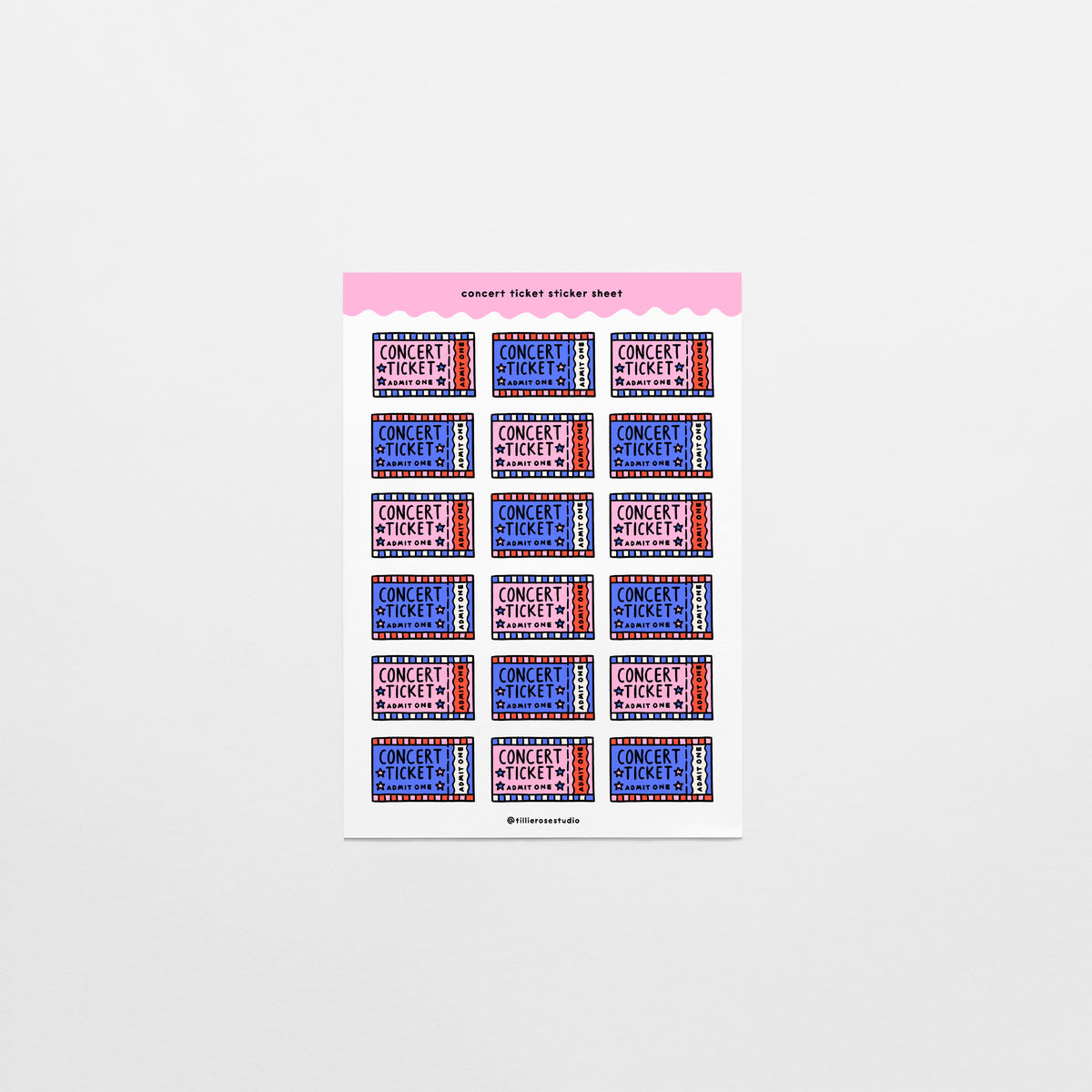 Concert Ticket Sticker Sheets
