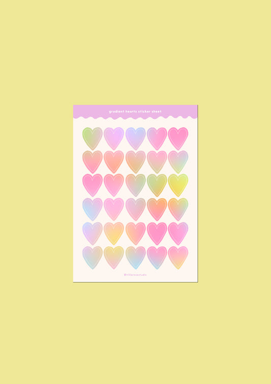 Pastel Gradient Hearts Sticker Sheet
