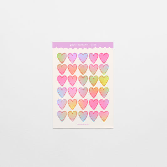Pastel Gradient Hearts Sticker Sheet