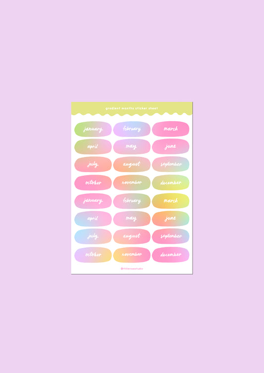 Pastel Gradient Months Sticker Sheet
