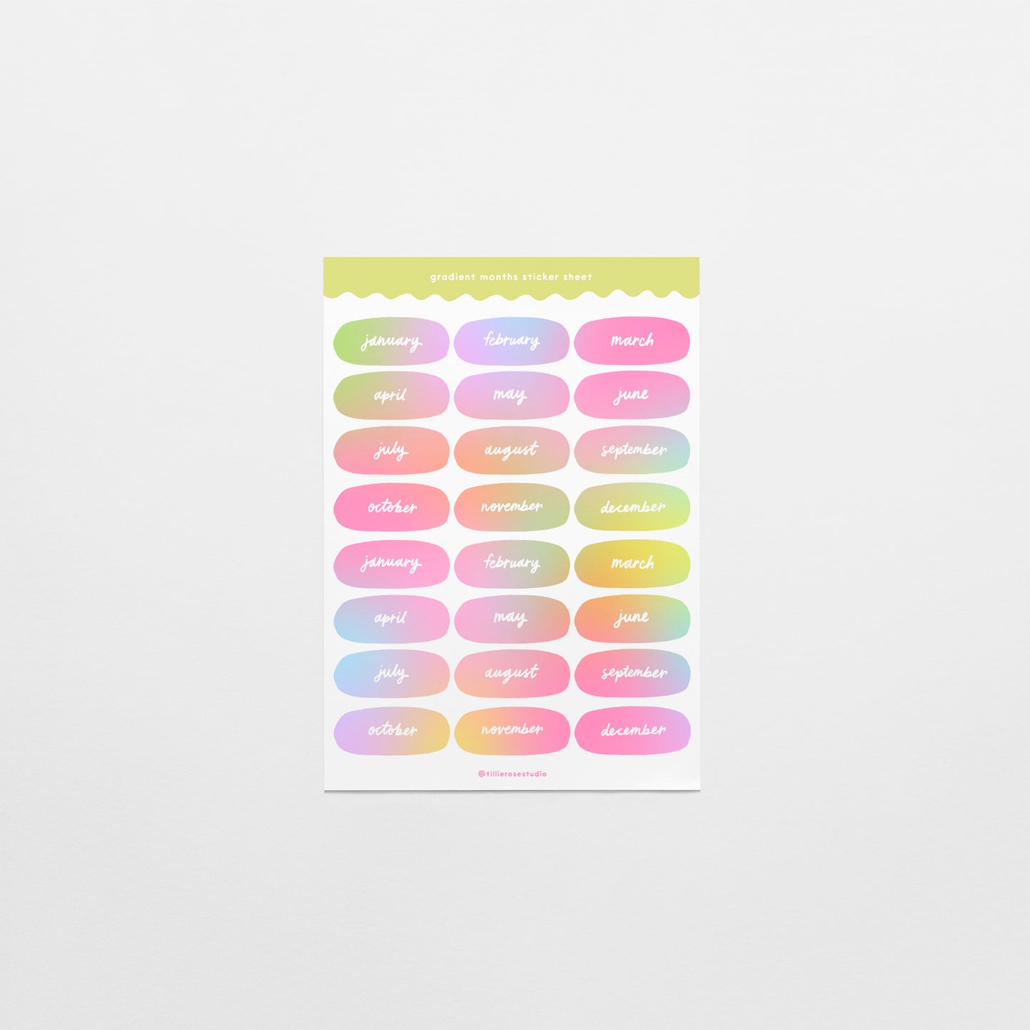 Pastel Gradient Months Sticker Sheet