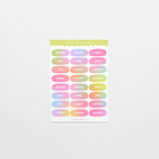Pastel Gradient Months Sticker Sheet
