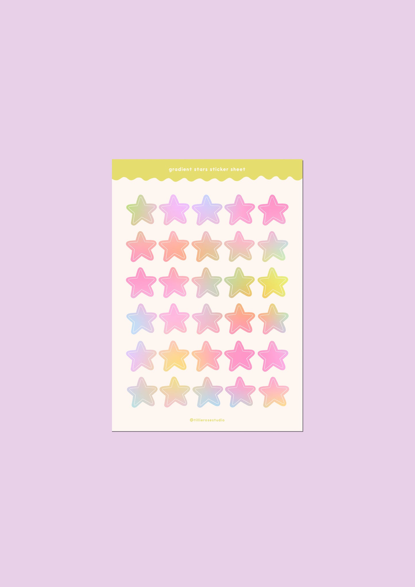 Pastel Gradient Stars Sticker Sheet
