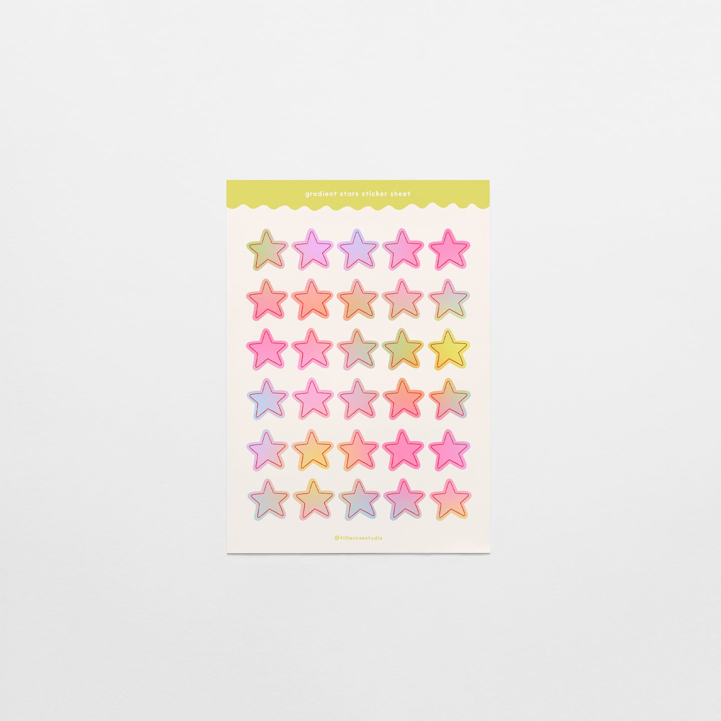 Pastel Gradient Stars Sticker Sheet