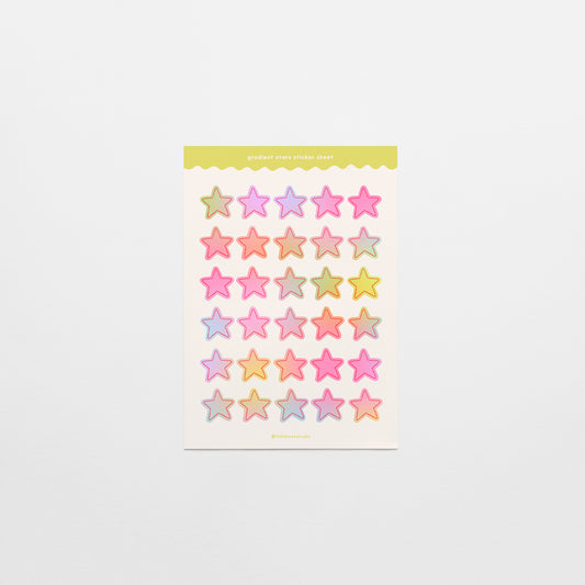 Pastel Gradient Stars Sticker Sheet