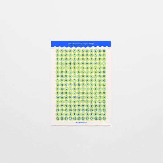 Green and Blue Letter Bead Sticker Sheet