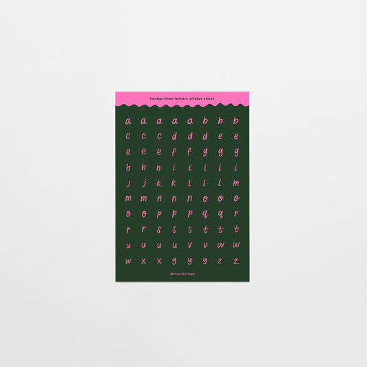 Green and Pink Handwritten Letters Sticker Sheet