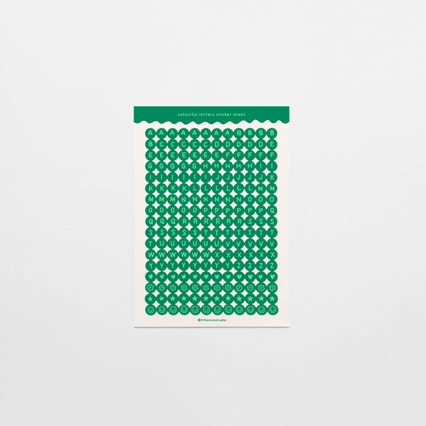 Green Letter Bead Sticker Sheet