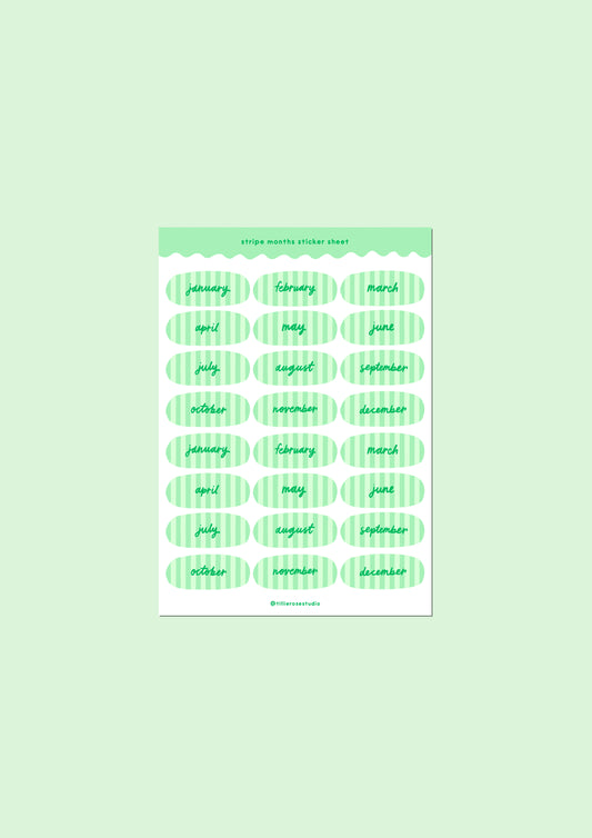 Green Stripe Months Sticker Sheet