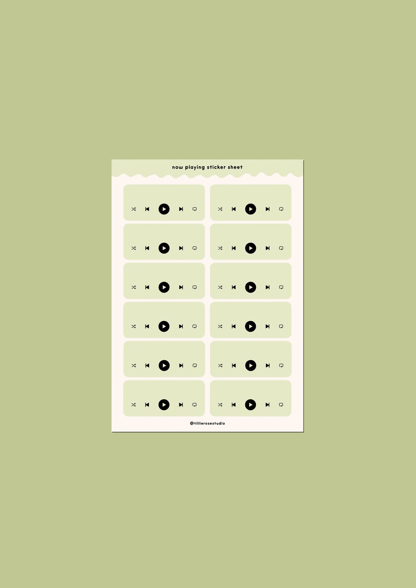 Green Now Playing Sticker Sheet