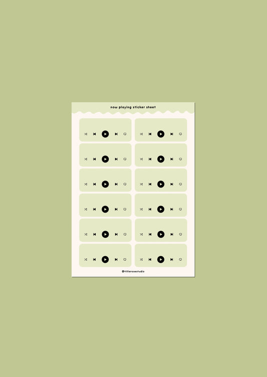 Green Now Playing Sticker Sheet